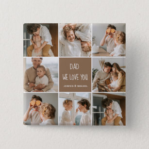 Collage Photo Dad We Love You Happy Fathers Day 15 Cm Square Badge