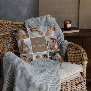 Collage Photo Dad We Love You Happy Fathers Day Cushion