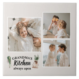 Collage Photo & Grandma Kitchen Is Always Open Ceramic Tile