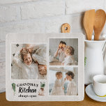 Collage Photo & Grandma Kitchen Is Always Open Cutting Board<br><div class="desc">Looking for the perfect gift for your grandma, or for anyone who loves spending time in the kitchen? Look no further than this unique and customisable product! Featuring a beautiful collage of your favourite photos, this design is sure to capture your memories and make them last. And with the charming...</div>