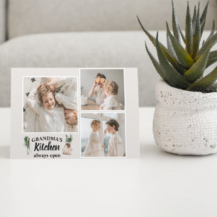 Collage Photo & Grandma Kitchen Is Always Open Holiday Postcard