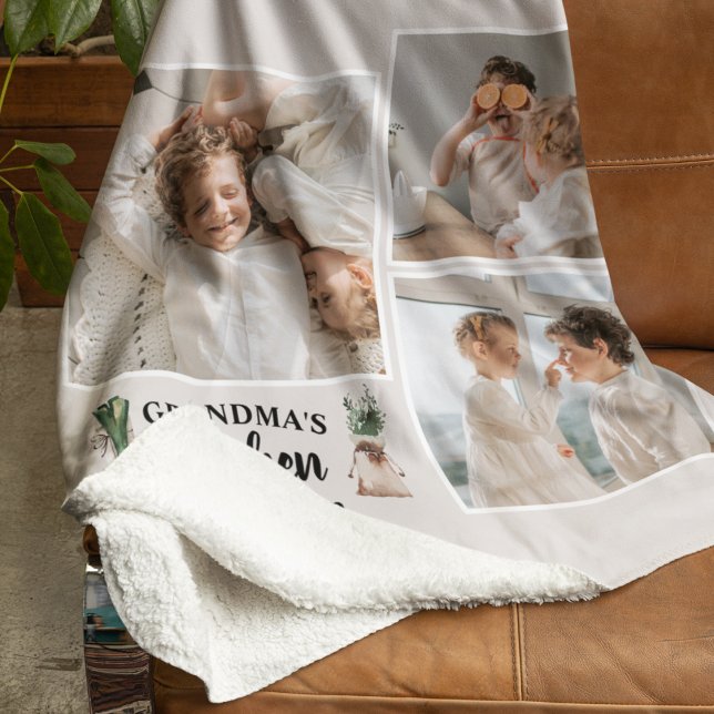 Collage Photo & Grandma Kitchen Is Always Open Sherpa Blanket (Creator Uploaded)