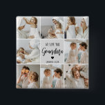 Collage Photo Grey We Love You Grandma Best Gift  15 Cm Square Badge<br><div class="desc">"Collage Photo Grey We Love You Grandma Best Gift" is likely a description for a photo frame or display that features a collage of photos in shades of grey with the words "We Love You Grandma" prominently displayed. This would make for a thoughtful and sentimental gift for a grandmother on...</div>