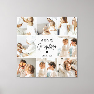 Collage Photo Grey We Love You Grandma Best Gift Canvas Print