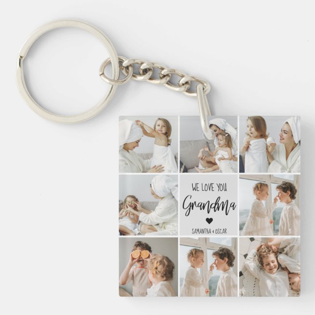 Collage Photo Grey We Love You Grandma Best Gift  Key Ring (Front)