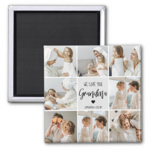 Collage Photo Grey We Love You Grandma Best Gift  Magnet