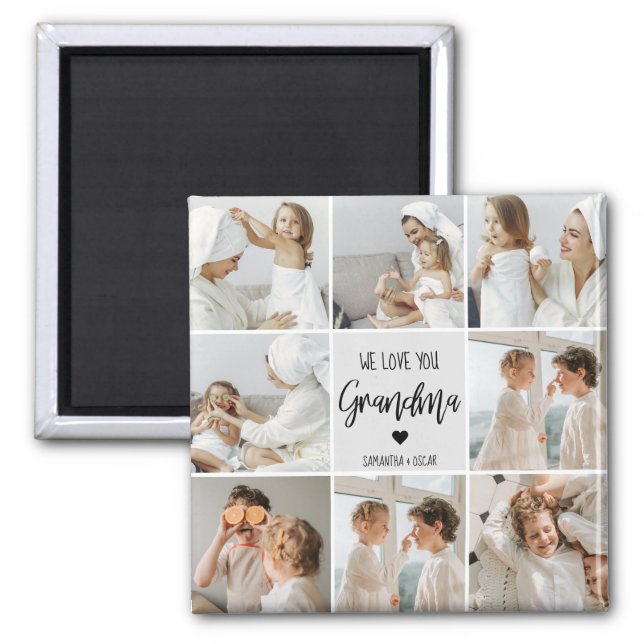 Collage Photo Grey We Love You Grandma Best Gift  Magnet (Front)