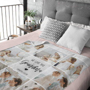 Collage Photo Grey We Love You Grandma Best Gift  Sherpa Blanket