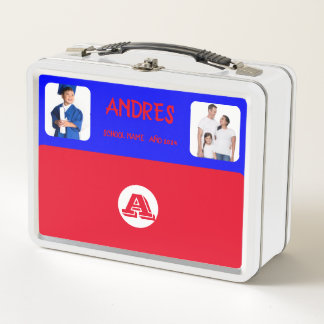 COLLAGE photo Lunchbox BLUE RED To Customise