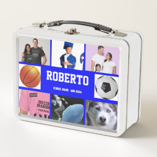 COLLAGE photo Lunchbox BLUE WHITE To Customise