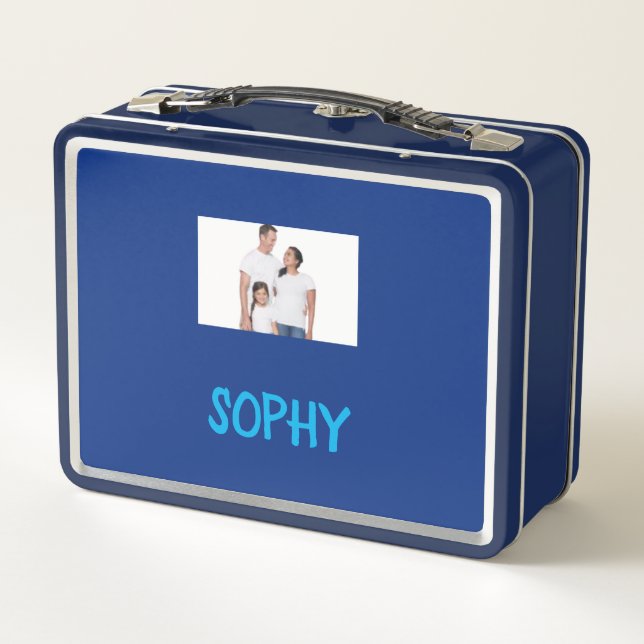 COLLAGE photo Lunchbox BLUE WHITE To Customise (Back)