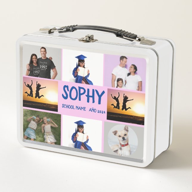 COLLAGE photo Lunchbox PINK , PURPLE To Customise  (Front)