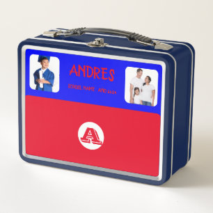 COLLAGE photo Lunchbox RED BLUE To Customise