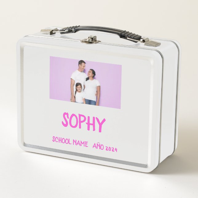 COLLAGE photo Lunchbox ROSE , WHITE To Customise  (Front)