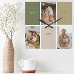 Collage Photo Modern Best Dad Ever Gift Square Wall Clock<br><div class="desc">A Collage Photo Modern Best Dad Ever Gift is a perfect way to show your appreciation for your dad. This gift consists of a modern-style photo collage, which includes multiple photos of you and your dad, highlighting the special moments and memories you've shared together. The photos are arranged in a...</div>