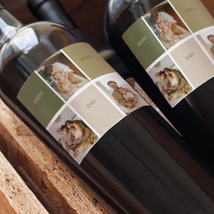 Collage Photo Modern Best Dad Ever Gift Wine Label