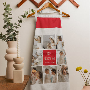 Collage Photo Mum Red We Love You Best Mother Gift Apron