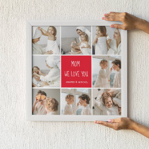 Collage Photo Mum Red We Love You Best Mother Gift Poster