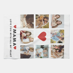 Collage Photo Mum We Love You Best Mother Gift Tea Towel