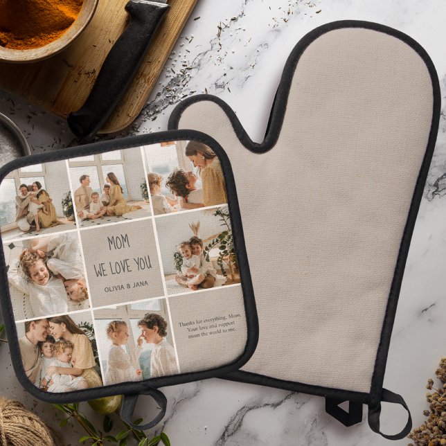 Collage Photo Mum We Love You  Oven Mitt & Pot Holder Set (Creator Uploaded)