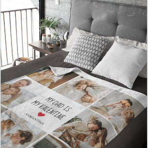 Collage Photo My Dad Is My Valentine Gift Sherpa Blanket