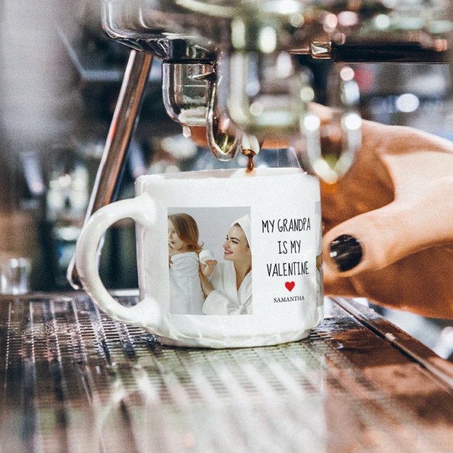 Collage Photo | My Grandpa Is My Valentine Gift Espresso Cup (Creator Uploaded)