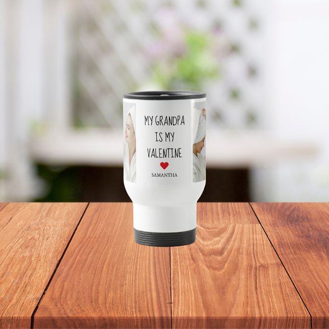 Collage Photo | My Grandpa Is My Valentine Gift Travel Mug (Creator Uploaded)