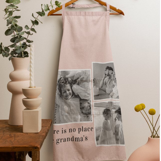 Collage Photo Pastel Pink Best Grandma Gift Apron (Creator Uploaded)