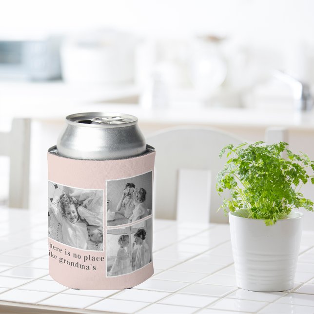 Collage Photo Pastel Pink Best Grandma Gift Can Cooler (Creator Uploaded)