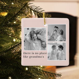 Collage Photo Pastel Pink Best Grandma Gift  Ceramic Ornament