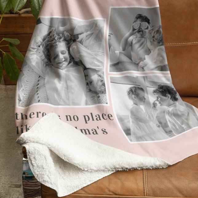 Collage Photo Pastel Pink Best Grandma Gift Sherpa Blanket (Creator Uploaded)