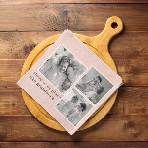Collage Photo Pastel Pink Best Grandma Gift Tea Towel