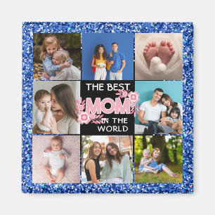 Collage Photo Pink Best Mum In Word uniqe Gift  Magnet