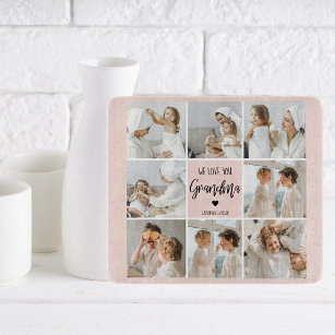 Collage Photo Pink We Love You Grandma Best Gift Cutting Board