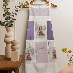 Collage Photo Purple Best Mum Ever Gift Apron