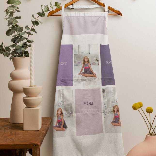 Collage Photo Purple Best Mum Ever Gift Apron (Creator Uploaded)