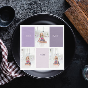 Collage Photo Purple Best Mum Ever Gift Napkin