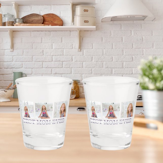 Collage Photo Purple Best Mum Ever Gift Shot Glass (Creator Uploaded)