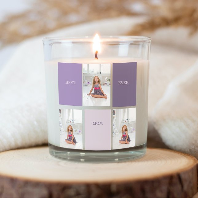 Collage Photo Purple Best Mum Ever Gift Square Sticker (Creator Uploaded)