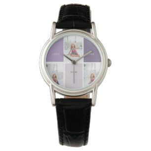 Collage Photo Purple Best Mum Ever Gift Watch