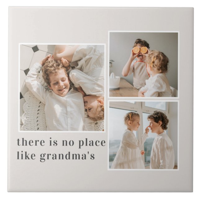 Collage Photo & Quote Best Grandma Gift Ceramic Tile (Front)