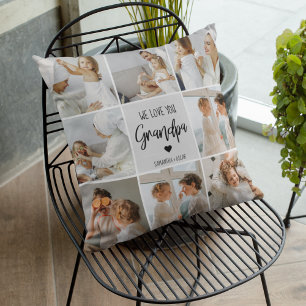 Collage Photo   We Love You Grandpa Gift  Cushion