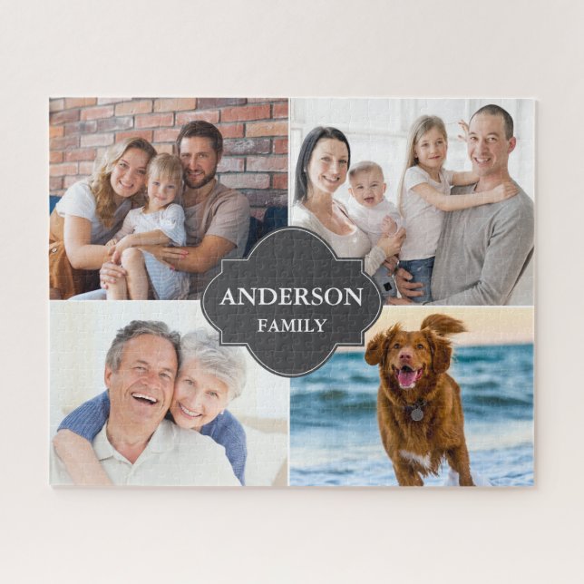 Collage photos with family name multi pictures jigsaw puzzle (Horizontal)