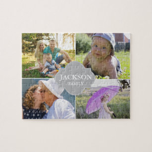 Collage photos with family name multi pictures jigsaw puzzle