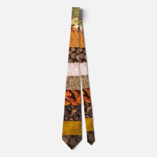Collage set of spices and food ingredients tie
