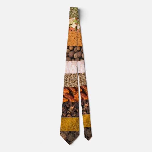 Collage set of spices and food ingredients tie (Front)