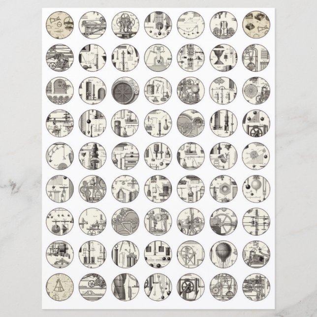 Collage sheet vintage science Scrapbook elements  (Front)