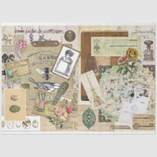 Collage style decoupage tissue paper