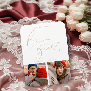 Collage Two Photos Be Our Guest Romantic Wedding Magnet