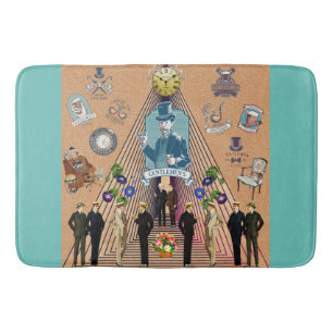 Collage vintage Retro with lace and flowers Bath Mat
